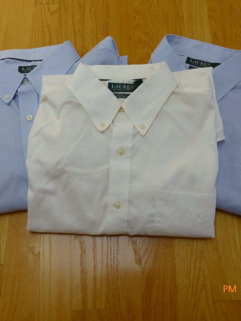 Lot of three Lauren Ralph Lauren Men's Classic Fit Shirts 17 36/37 blue white